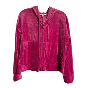 Cable & Gauge Velour Zip Up Hoodie Womens Medium Festival Fuchsia Soft Casual